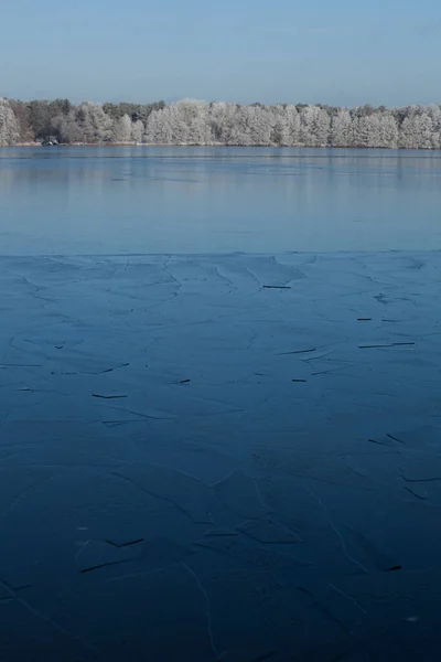 Spree Oder Kanal Winter Nahe Berlin Bei Schnee Und Eis — Stockfoto