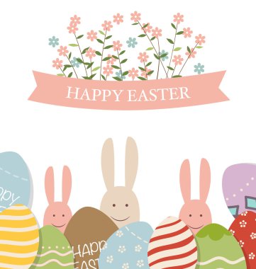 bunnies ve yumurta Paskalya kartı