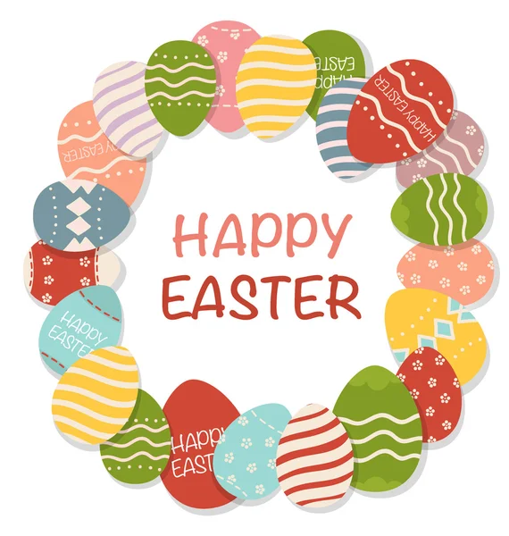 Cartão de Páscoa com ovos coloridos — Vetor de Stock