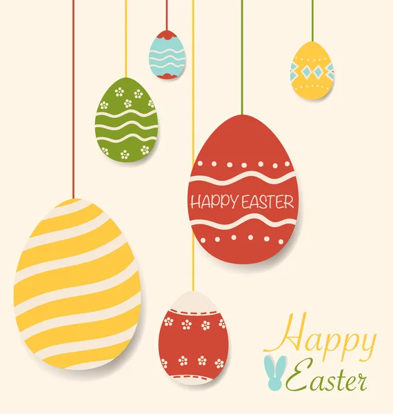 Carte de Pâques avec des œufs colorés — Image vectorielle