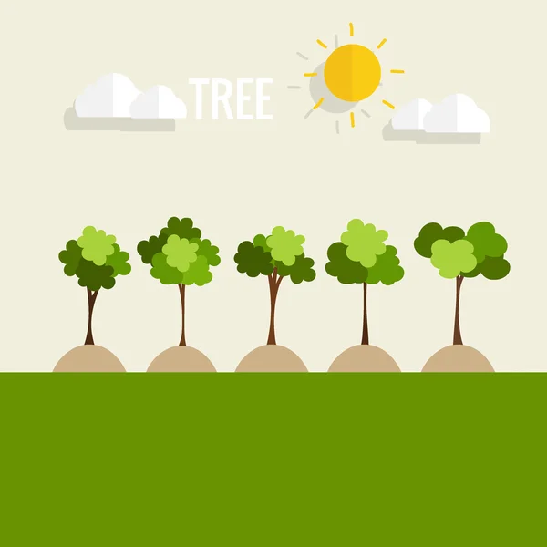 Ecology concept with trees — Stock Vector