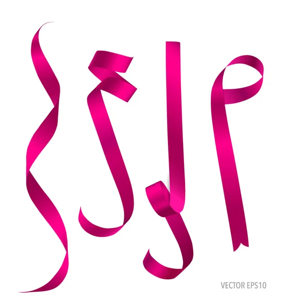 Shiny pink ribbons — Stock Vector