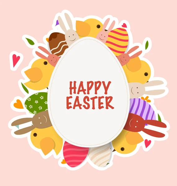 Lapins de Pâques et oeufs de Pâques — Image vectorielle