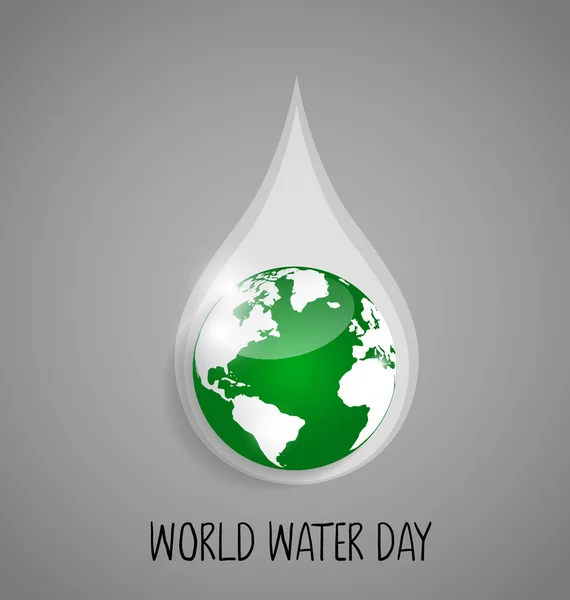 Världens vatten dag koncept med vattendroppe av världen. Vector il — Stock vektor