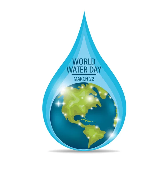 Wereld water dag concept met waterdruppel gemaakt door globe. Vector il — Stockvector