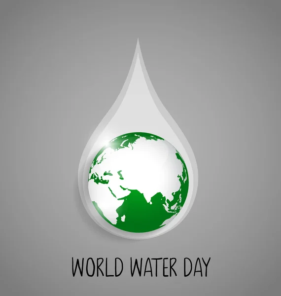 Conceptul Zilei Mondiale a Apei cu picătură de apă realizată de glob. Vector il — Vector de stoc