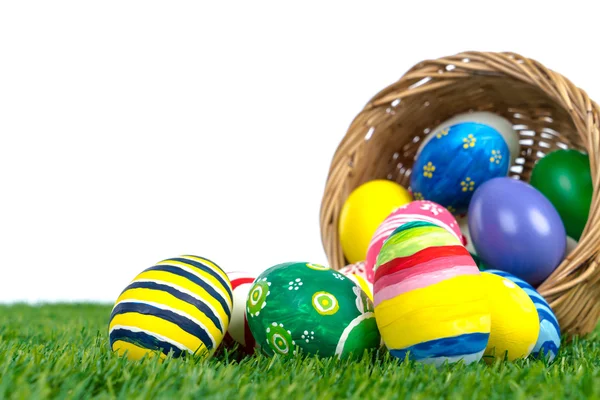 Colorful Easter Eggs on Grass — Stock Photo, Image