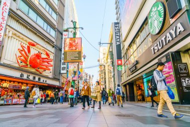 Osaka, Japonya - 30 Kasım 2015: Dotonbori eğlence distri