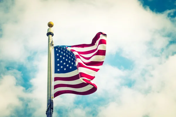 American flag on blue sky — Stock Photo, Image