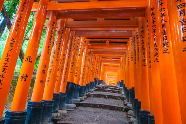 Porta Tori Vermelha no Templo do Santuário Inari Fushimi em Kyoto, Japão — Fotografia de Stock