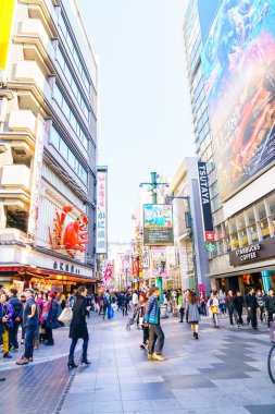 Osaka, Japonya - 30 Kasım 2015: Dotonbori eğlence distri