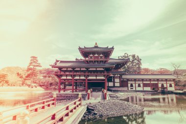 Byodo içinde tapınak Kyoto, Japonya (filtre uygulanmış görüntü işlenen vintage 