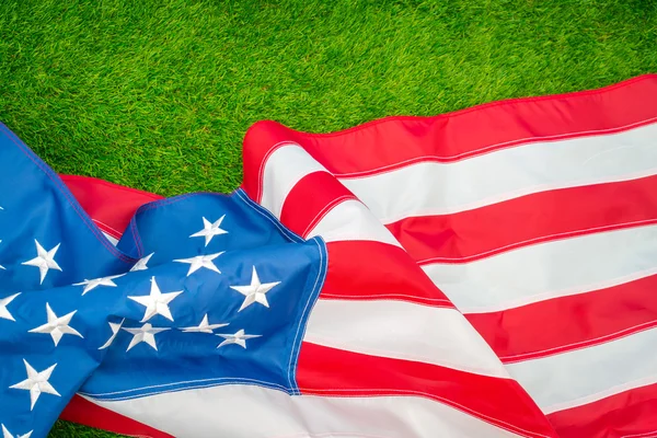 American flag on grass — Stock Photo, Image