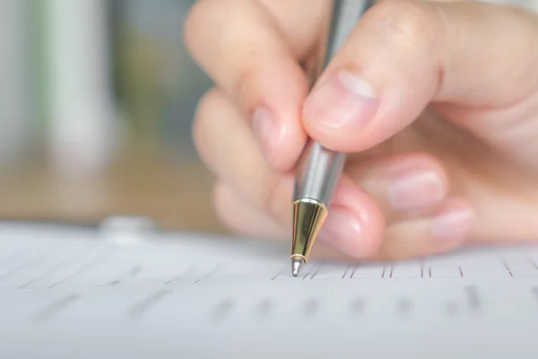 Hand holding pen Stock Picture