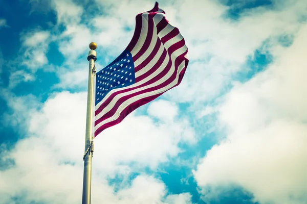 American flag on blue sky — Stock Photo, Image