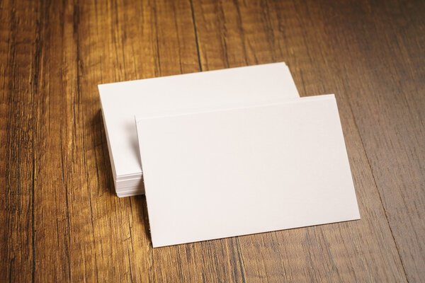 Business cards on table