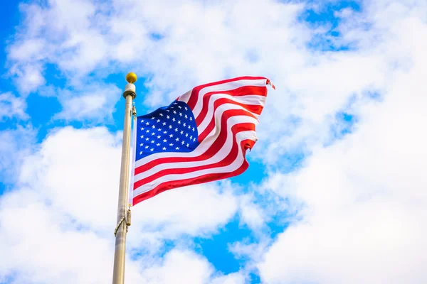 American flag on blue sky — Stock Photo, Image