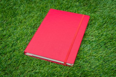 Defter bahar yeşil çimenlerin üzerinde