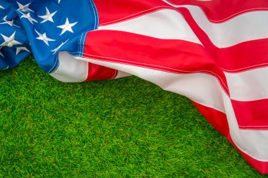 çimlerin üzerine Amerikan bayrağı