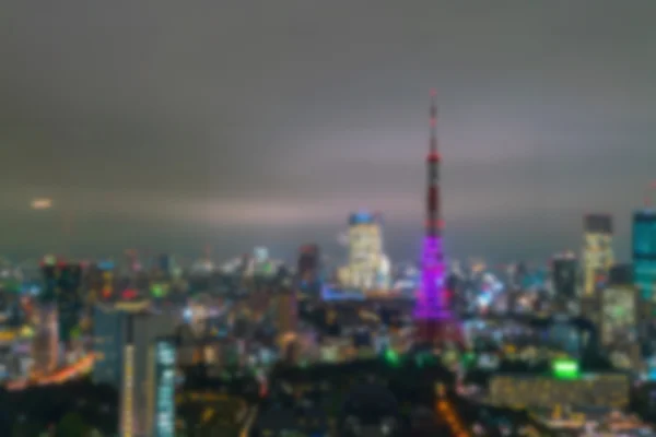 Desenfoque abstracto Vista aérea luces bokeh, ciudad de Tokio, Japón — Foto de Stock