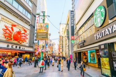 Osaka, Japonya - 30 Kasım 2015: Dotonbori eğlence distri