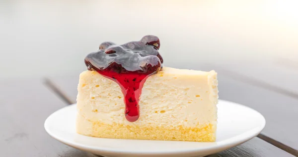 Plakje zoete Cheesecake — Stockfoto