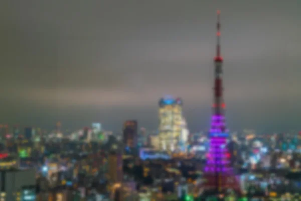 Desenfoque abstracto Vista aérea luces bokeh, ciudad de Tokio, Japón — Foto de Stock