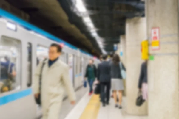 Abstrato borrão pessoas no trem de metrô — Fotografia de Stock