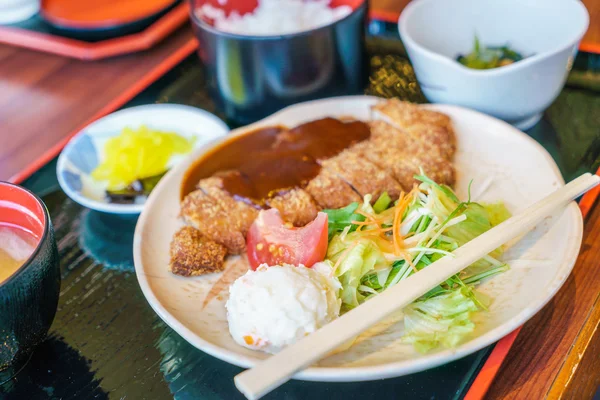 Japansk mat stil Teriyaki kyckling med ris — Stockfoto