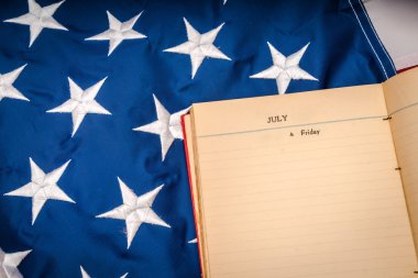 Amerikan bayrağı Vintage açık kitap