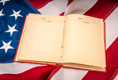 Amerikan bayrağı Vintage açık kitap