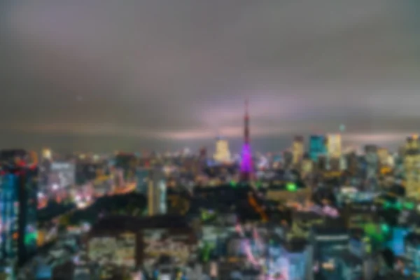 Desenfoque abstracto Vista aérea luces bokeh, ciudad de Tokio, Japón — Foto de Stock