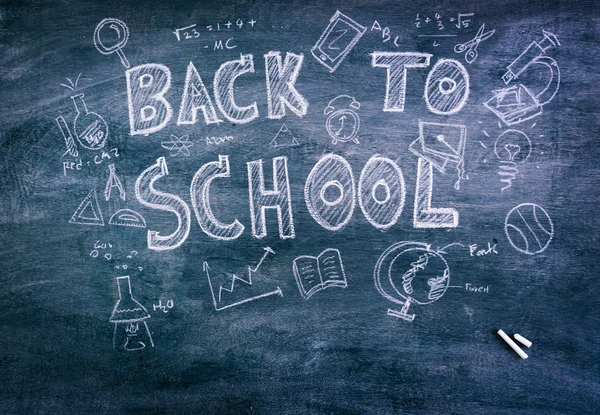 Freehand drawing Back to school on chalkboard ( Filtered image p — Stock Photo, Image