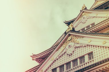Japonya'nın Osaka Osaka Kalesi (filtre uygulanmış görüntü işlenen vintage e