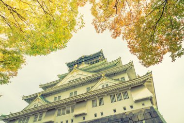 Japonya'nın Osaka Osaka Kalesi (filtre uygulanmış görüntü işlenen vintage e