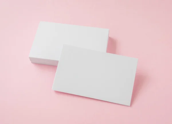 Blank business card on pink background — Stock Photo, Image