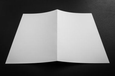 Bifold beyaz şablon kağıt üzerinde siyah arka plan .