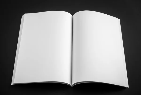 Catalogo in bianco, riviste, libro finto su sfondo nero  . — Foto Stock