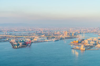 Osaka, Japonya - 30 Kasım 2015: Osaka şehir manzaralı Umeda s