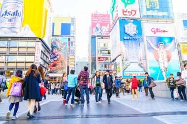 Osaka, Japonya - 30 Kasım 2015: Dotonbori eğlence distri