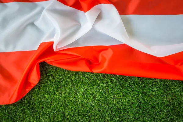 Bandeira da Áustria na grama verde  . — Fotografia de Stock
