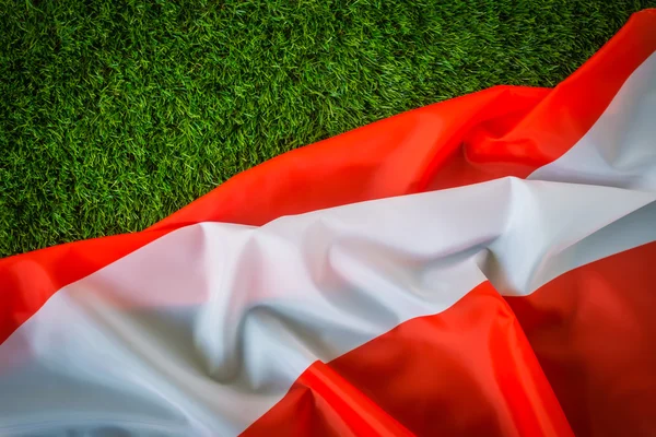 Bandera de Austria sobre hierba verde  . — Foto de Stock