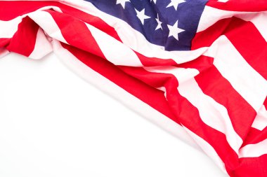 Beyaz arkaplanda Amerikan bayrağı .