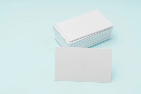 Blank business card on blue background . — Stock Photo, Image