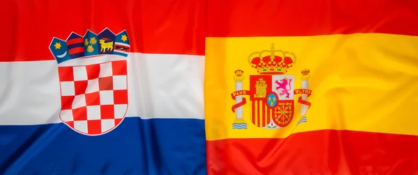 Horvátország és Spanyolország lobogója . — Stock Fotó