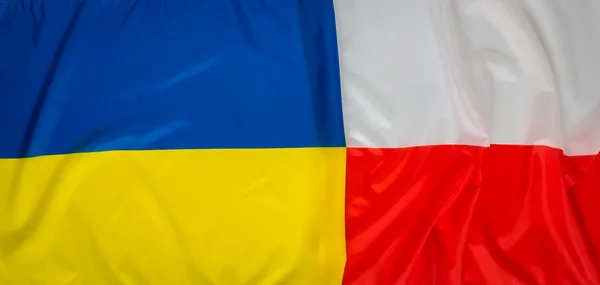 Ukraina i Polska flaga . — Zdjęcie stockowe