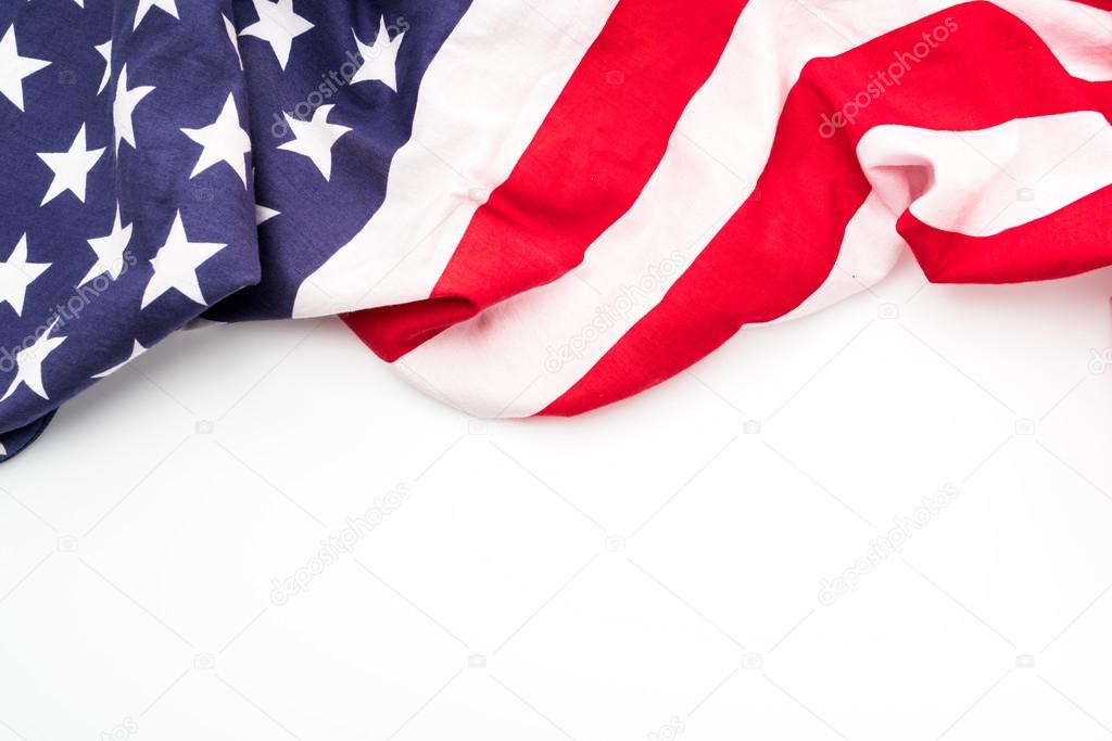 American flag on white background .
