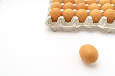 Beyaz Arkaplanda taze yumurtalar .