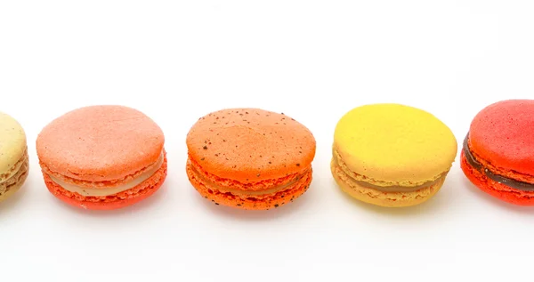 French colorful macarons on white background . — Stock Photo, Image