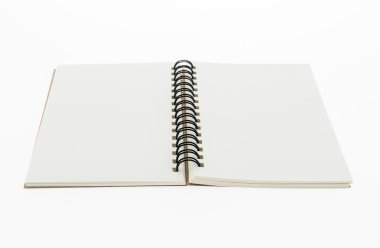 Not defteri sahte beyaz arka plan üzerinde boş .